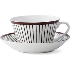 Gustavsberg Ribb Tea Cup With Saucer Cone