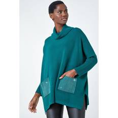 XL Capes & Ponchos Roman Sparkle Pocket Poncho Jumper in Forest