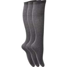 Universal Textiles Childrens Girls Plain Knee High School Socks Pack Of 3 UK Shoe 12-3 Age: 8-12 years Grey