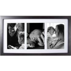 MDF Wall Decorations Happy Homewares Classic Designer Mat Black mdf Triple Picture Standing or Hung Photo Frame