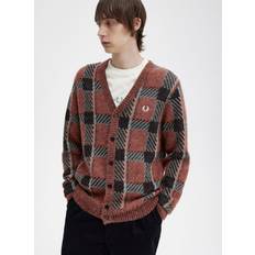 Fred Perry Cardigans Fred Perry Tartan Relaxed Fit Cardigan, Brown/Multi