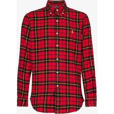 Wool Shirts Polo Ralph Lauren Mens Red Check-print Brand-embroidered Wool and Recycled-polyester-blend Shirt