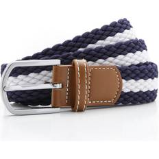 Men - White Belts ASQUITH & FOX Two Colour Stripe Braid Stretch Belt Navy One