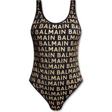 Balmain Swimsuits Balmain Black Nylon Glitter One-Piece Swimsuit 012 Black/ Gold FR