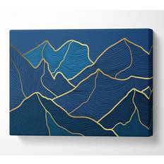 Gold Framed Art Gold Mountains On Blue Canvas Print Medium Framed Art