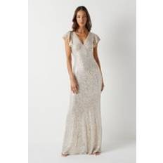 Beige - Long Dresses Coast V Neck Angel Sleeve Sequin Maxi Bridesmaids Dress Champagne