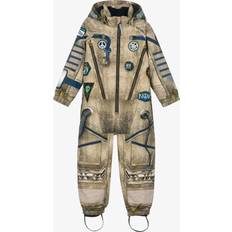 Molo Overalls Molo Boys Golden Astronaut Print Snowsuit Beige month
