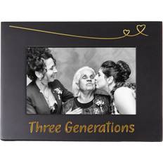 MDF Wall Decorations Happy Homewares Cute and Modern Three Generations 4 6 Black with Gold Black Photo Frame