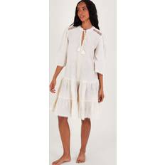 White - Women Dresses Monsoon Penny Embroided Kaftan Tiered Dress, Ivory