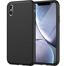 JeTech Silicone Case for iPhone X, iPhone XS, 5.8-Inch, Silky-soft touch Full-Body Protective Case, Shockproof cover with Microfiber Lining Black