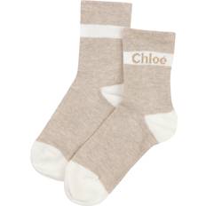 Chloé Beige & Ivory Cotton Logo Socks