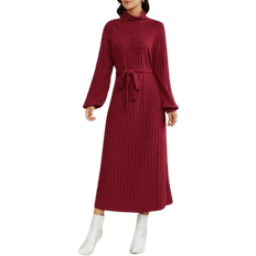 Midi Dresses - Red Shein Frenchy Women's Lantern Raglan Sleeve Dress