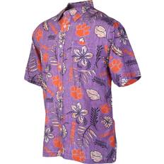 Wes & Willy Men's Purple Clemson Tigers Vintage-Like Floral Button-Up Shirt Purple Purple