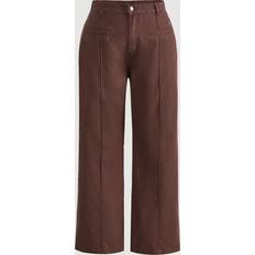 Brown - Women Jeans Shein Plus High Waisted Straight Leg Jeans