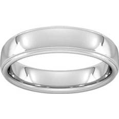 Rings Goldsmiths 5mm Flat Court Heavy Polished Finish With Grooves Wedding Ring In Carat White Ring