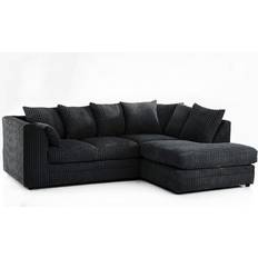 6 Seater - Metal Furniture Furniture 786 Porto Jumbo Cord Black Sofa 212cm 3 Seater