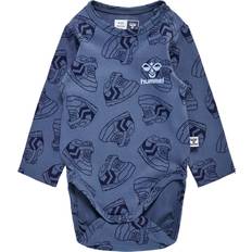 L Bodysuits Hummel hmlSNEAKER langarm Baby-Stramplers 7050 bering sea Blau