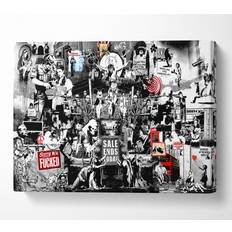 Polyester Posters Banksy Collage 1 B N W Canvas Print Poster