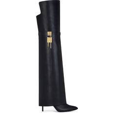 Givenchy High Boots Givenchy Shark Lock leather over-the-knee boots black