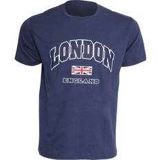 Universal Textiles Mens London England Print 100% Cotton Short Sleeve Casual T-Shirt/Top Blue/Grey