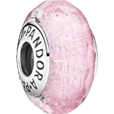 Pink Charms & Pendants Pandora Faceted Murano Glass Charm - Silver/Pink