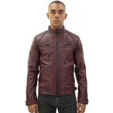 Leather Jackets - M - Men Infinity Leather Mens Vintage Quilted Biker Jacket-Monaco Burgundy