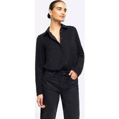 Polyester Shirts River Island Womens Black Beaded Long Sleeve Shirt Black
