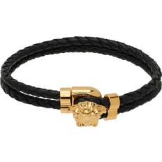 Brass - Men Bracelets Versace Medusa Braided Bracelet - Gold/Black