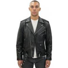 Leather Jackets - M - Men Infinity Leather Mens Cow-Hide Black Brando Jacket -Venice