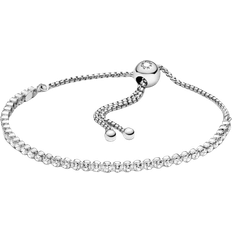 Adjustable Size - Women Bracelets Pandora Sparkling Slider Tennis Bracelet - Silver/Transparent