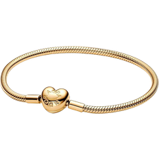 Women Bracelets Pandora Moments Heart Clasp Snake Chain Bracelet - Gold