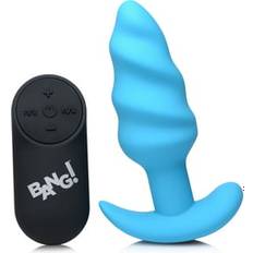 BANG! 21X Vibrating Silicone Swirl Butt Plug w/ Remote Control Blue
