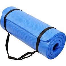 BalanceFrom Gocloud All-Purpose 1-Inch Extra Thick High Density Anti-Tear Exercise Yoga Mat With Carrying Strap Blue