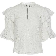 Pieces Lykke Short Sleeved Blouse - Bright White