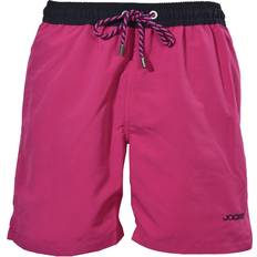 Jockey Swimwear Jockey Contrast Waistband Longer-Length Swim Shorts, Fuchsia/black