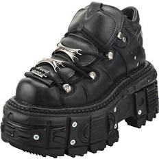 New Rock Trainers New Rock Unisex Metallic Black Leather Gothic Boots- M-TANK106-C2