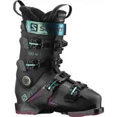 Salomon Downhill Boots Salomon S/PRO 100 GW Women's Ski Boots 2023 - Black/Burgandy /Shift Green/Blue