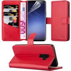 Samsung Galaxy S9 Wallet Cases Red For Galaxy S9 Combines 3 Card Leather Wallet Case