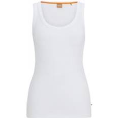 Cotton Vests BOSS Stretch-cotton slim-fit vest with ribbed structure White