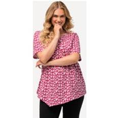 Ulla Popken T-skjorte,hjerter, spisskant, rund hals, halvlange ermer rosa 50/52