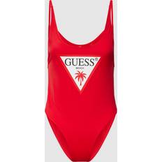 Guess Swimwear Guess Front Logo One Piece Red