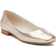 48 ⅓ Ballerinas Toms Women's Briella Gold Metallic Leather Flat Shoes Natural/Gold