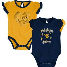 Gold Children's Clothing Outerstuff Girls Newborn and Infant Navy, Gold West Virginia Mountaineers Too Much Love Two-Piece Bodysuit Set Navy, Gold Navy/Gold