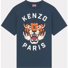 Kenzo Men Clothing Kenzo Lucky Tiger' Oversized Genderless T-shirt Dark Blue Unisex