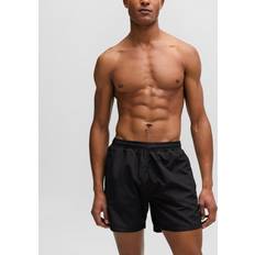Men - Orange Swimwear BOSS Quick-drying swim shorts with stripe and logo Black