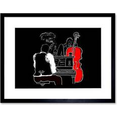 Wee Blue Coo Musicians jazz piano illustration art print poster wall decor