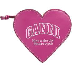 Polyester Wallets & Key Holders Ganni Funny Heart Zip Coin Purse Shocking Pink Shocking