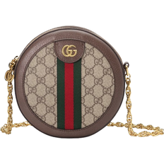 Beige Crossbody Bags Gucci Ophidia Mini GG Round Shoulder Bag - Beige/Ebony