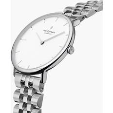 Unisex Wrist Watches Nordgreen Slim Dress Silver Case White 5 Linked Metal