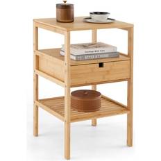Bamboo Bedside Tables Costway Bamboo Bedside Table